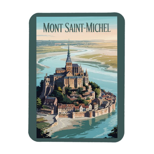 Imán Ilustración de viaje de Mont-Saint-Michel Francia  (Vertical)