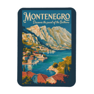 Imán Ilustración de viaje de Montenegro Balcanes Arte V