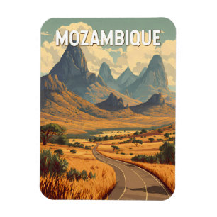 Imán Ilustración de viaje de Mozambique Arte Vintage