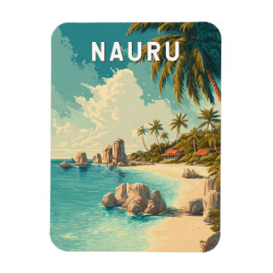 Imán Ilustración de viaje de Nauru Arte Vintage