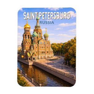 Imán Ilustración de viaje de San Petersburgo Rusia Arte