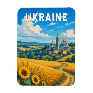 Imán Ilustración de viaje de Ucrania Arte vintage