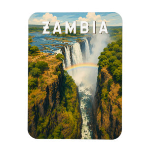 Imán Ilustración de viaje de Zambia Arte vintage