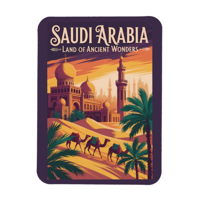 Imán Ilustración de viaje del desierto de Arabia Saudit (Vertical)