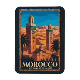 Imán Ilustración de viaje del desierto de Marruecos Art