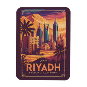 Imán Ilustración de viaje del desierto de Riad Arabia S