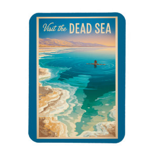 Imán Ilustración de viaje del Mar Muerto Arte Vintage