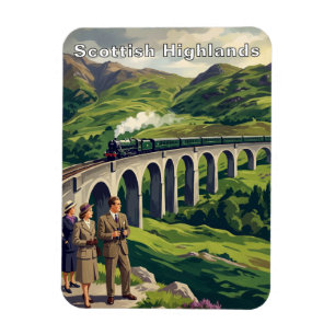 Imán Ilustración de viaje vintage de las Tierras Altas 