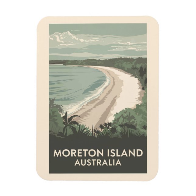 Imán Ilustracion de viajes de Moreton Island Australia (Vertical)