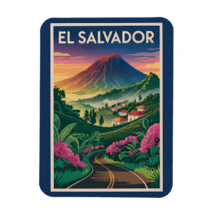 Imán Ilustración de Volcán de El Salvador Arte de Viaje