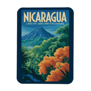 Imán Ilustración de Volcán de Nicaragua Arte de Viaje V