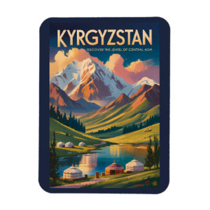 Imán Ilustración de Yurt de Kirguistán Arte de viaje vi