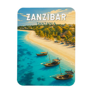 Imán Ilustración de Zanzíbar Tanzania Arte de Viaje Vin