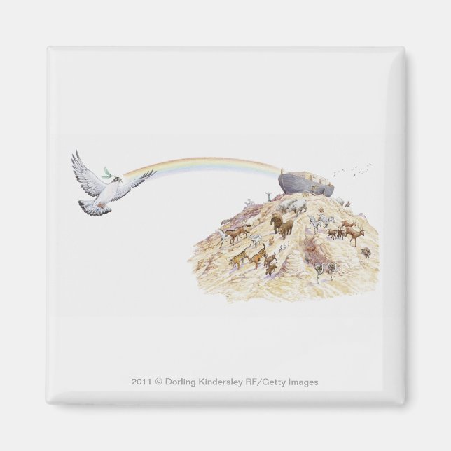 Imán Ilustracion del arca de Noé con animales abandonan (Frente)