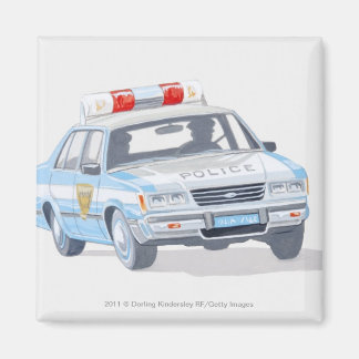 Imán Ilustracion del auto de la policía con dos policía