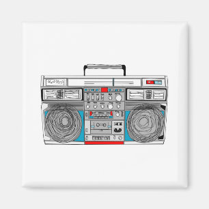 Imán ilustracion del boombox 80s