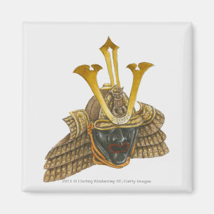 Imán Ilustracion del casco del siglo XVI del samurai