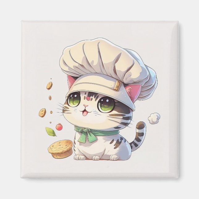 Imán Ilustracion del chef del gato de Kitten (Frente)