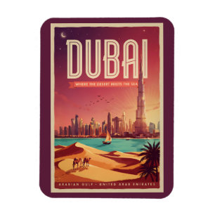 Imán Ilustración del cielo nocturno de Dubái UAE Arte d