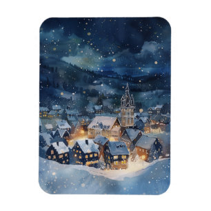 Imán Ilustración del cielo nocturno en la nieve
