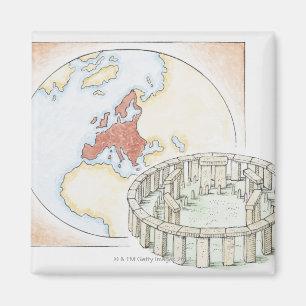 Imán Ilustracion del círculo de piedra antiguo delante