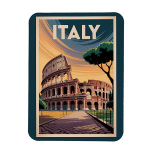 Imán Ilustración del Coliseo de Italia Arte de Viaje Vi