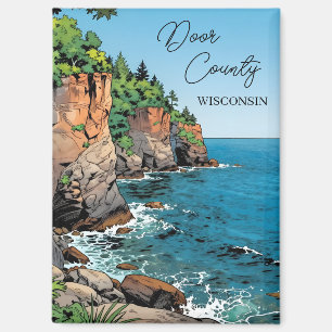 Imán Ilustración del condado de Door, Wisconsin Lago Mi