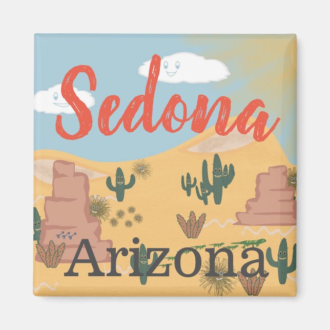 Imán Ilustracion del Desierto de Sedona Arizona (Frente)