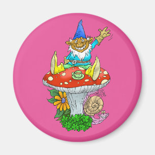 Imán Ilustracion del dibujo animado de un gnomo que se