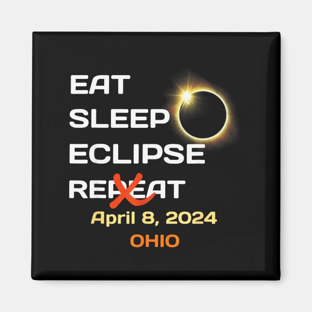 Imán Ilustración del eclipse solar total de Ohio en abr (Frente)