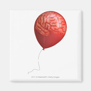 Imán Ilustracion del globo con un cerebro sobrepuesto