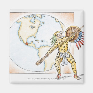 Imán Ilustracion del guerrero azteca de Jaguar