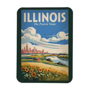 Imán Ilustración del horizonte de Chicago Illinois Arte