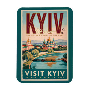 Imán Ilustración del horizonte de Kiev Ucrania Arte de