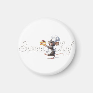 Imán Ilustración del logotipo del ratón "Dulce Chef"