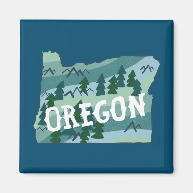 Imán Ilustracion del Mapa Estatal de Oregon (Frente)