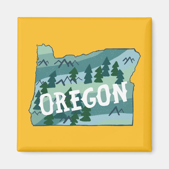 Imán Ilustracion del Mapa Estatal de Oregon (Frente)