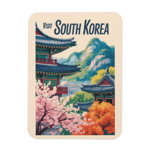Imán Ilustración del paisaje de Corea del Sur Arte de v