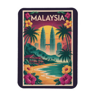 Imán Ilustración del paisaje de Malasia Arte de viaje v