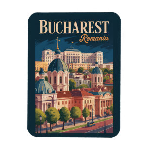 Imán Ilustración del paisaje urbano de Bucarest Arte de