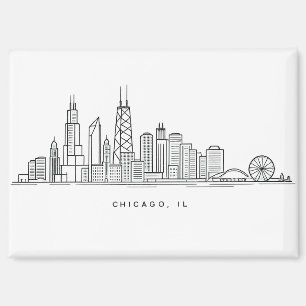 Imán Ilustración del paisaje urbano de Chicago IL