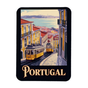 Imán Ilustración del paisaje urbano de Lisboa Portugal 