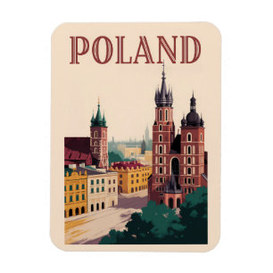 Imán Ilustración del paisaje urbano de Polonia Arte de 