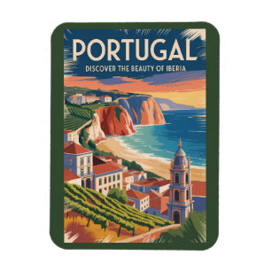 Imán Ilustración del paisaje urbano de Portugal Iberia 