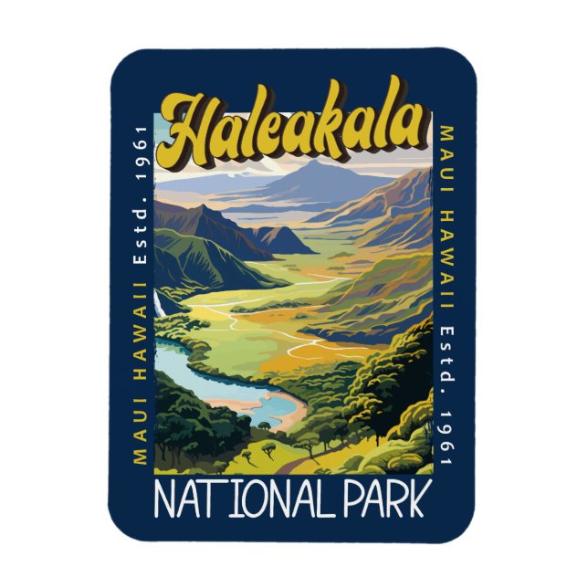 Imán Ilustracion del Parque Nacional de Haleakala (Vertical)