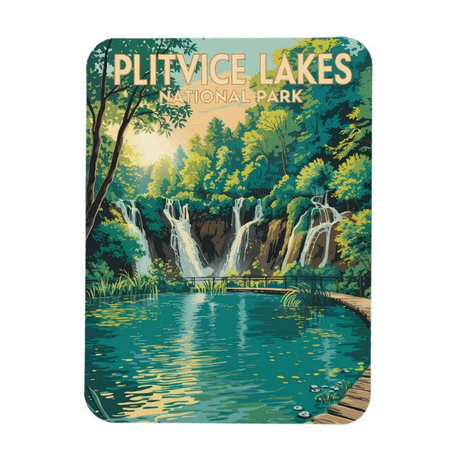 Imán Ilustración del Parque Nacional de los Lagos de Pl (Vertical)