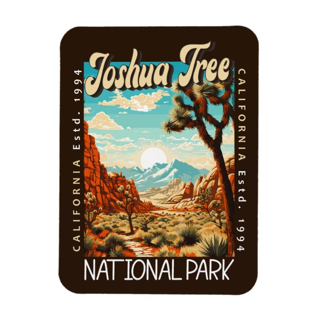 Imán Ilustracion del Parque Nacional del Árbol Joshua c (Vertical)