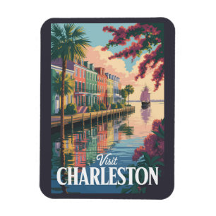 Imán Ilustración del paseo marítimo de Charleston Carol