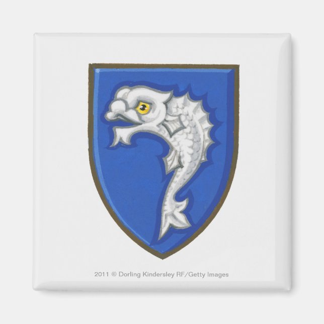 Imán Ilustracion del símbolo de pescado heráldico en el (Frente)