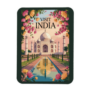 Imán Ilustración del Taj Mahal de la India Arte de viaj